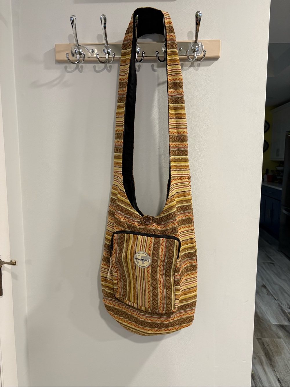 Pure World 2 pc set Crossbody Sling hemp Boho Shoulder Bag and Fanny Pac